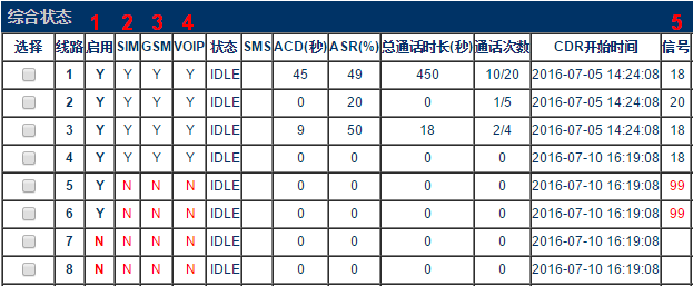 GoIP 的综合状态页面