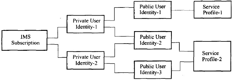 共享的公共用户标识和私有用户标识之间的关系