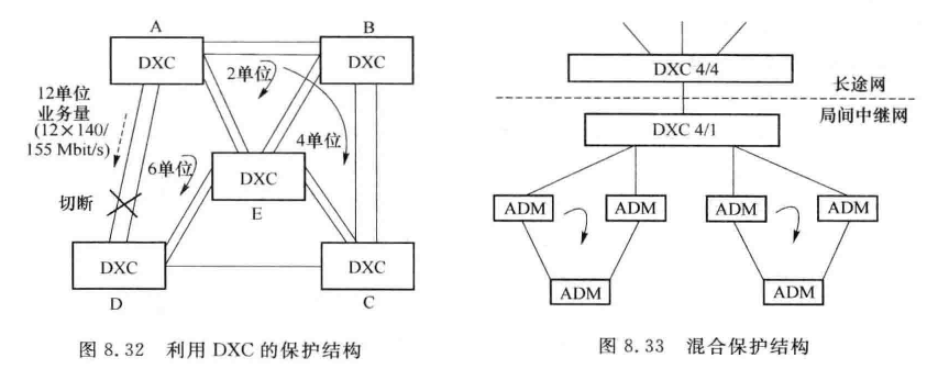 利用DXC的保护结构与混合保护结构