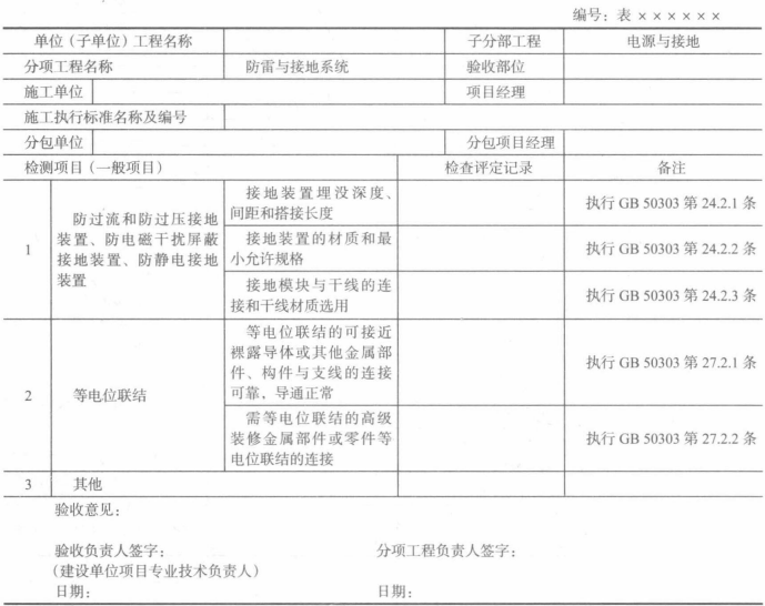  防雷与接地系统分项工程质量检测记录表（2）