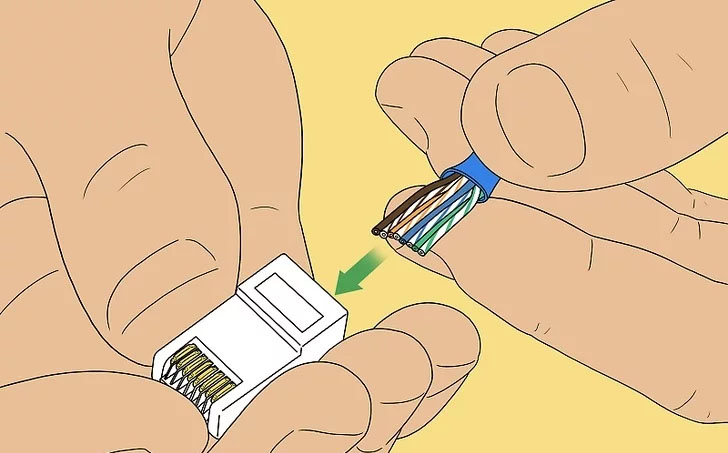 将剩余的电线推入 RJ45 头