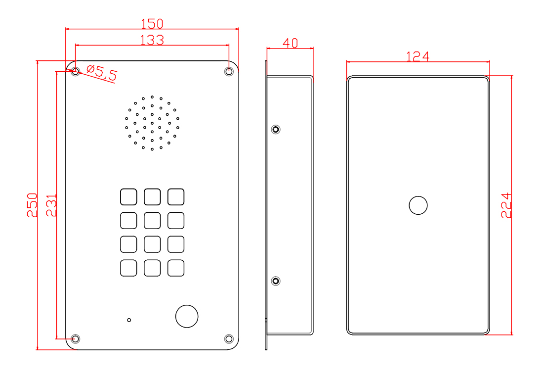 洁净室IP免提电话机尺寸